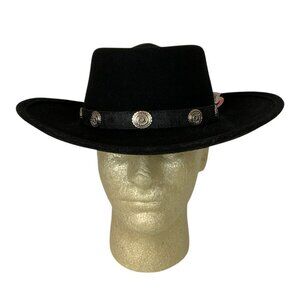 Bullhide Close Friend Shapeable Cowboy Hat Large Black Wool Felt Concho Detail